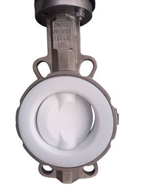 Задвижка Баттерфляй Ду 100 из нержавеющей стали футерованная PTFE bater-spec-4 фото
