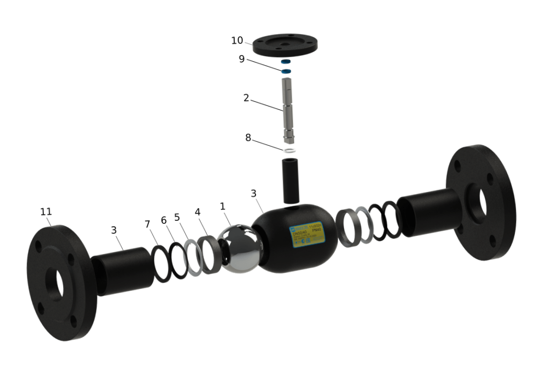 Кран шаровий фланцевий Бриз 11с932п Ду 20/15 Ру40