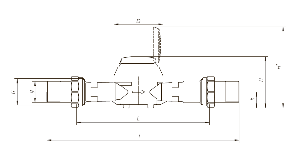Габариты счетчика води Апатор Повогаз Мастер+