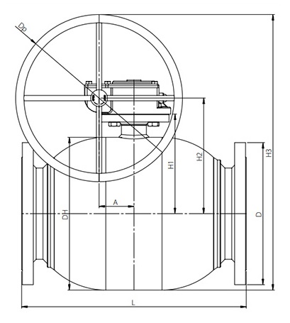 Розміри крана BROEN Ballomax DN250 PN16
