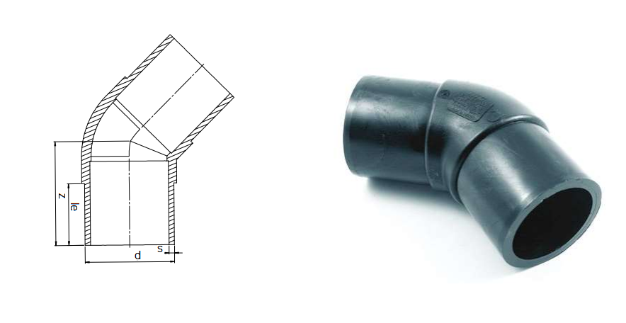 отвод 45* ПЭ для сварки Дн 20