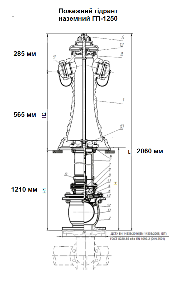 Наземний гідрант НГ-1250