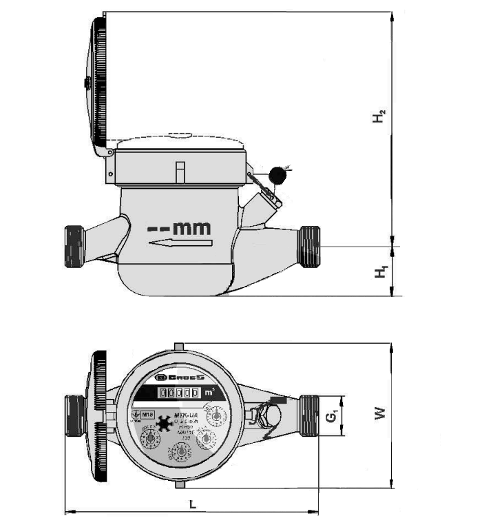 Габарити лічильника Гросс МТК