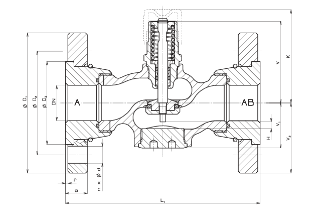 Габарити регулятора LDM RV111 фланцевого Ду 15