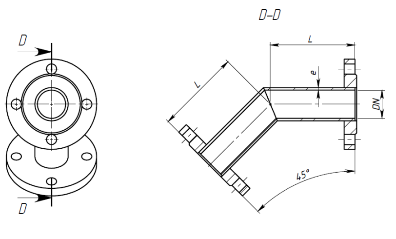 Колено фланцевое нержавеющее