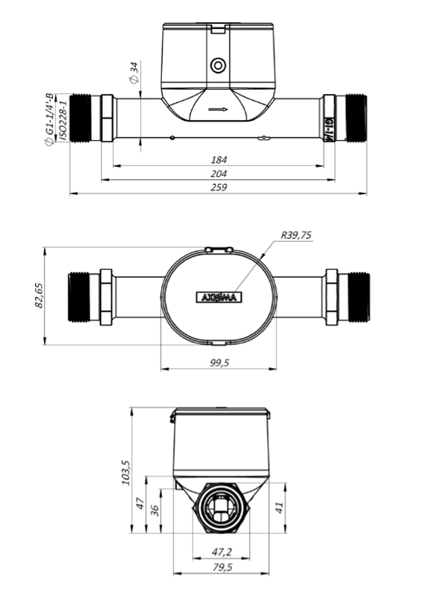 Размеры QALCOSONIC W1 32–10,0