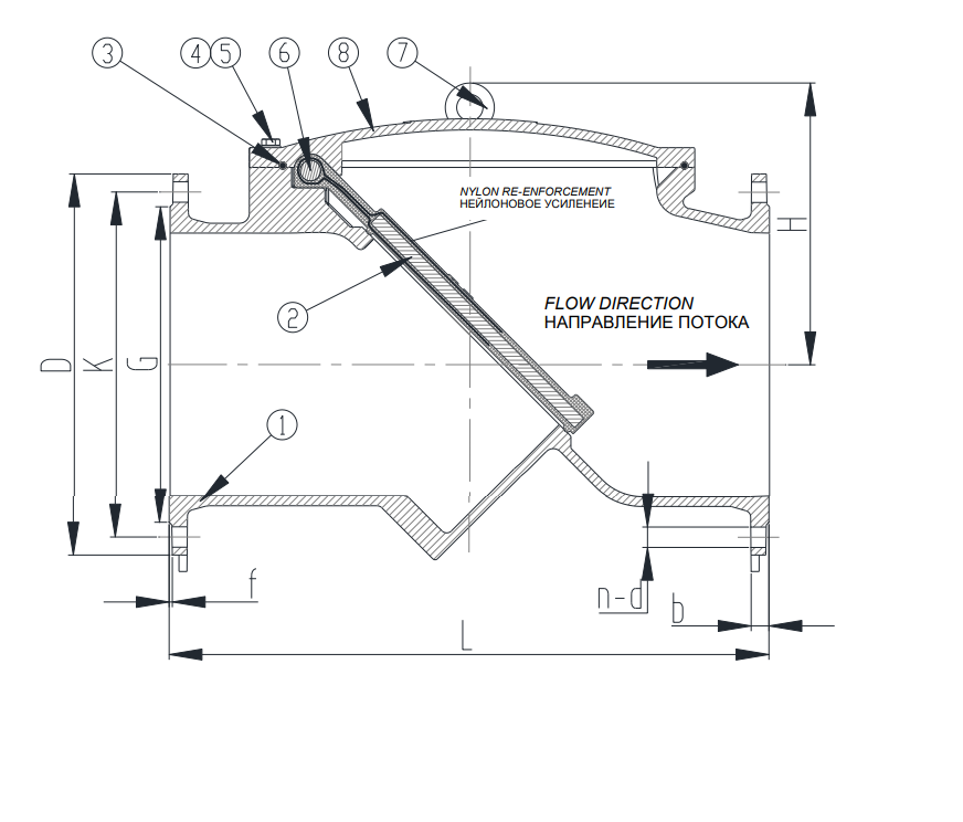 Габаритные размеры обратного клапана TIS 071